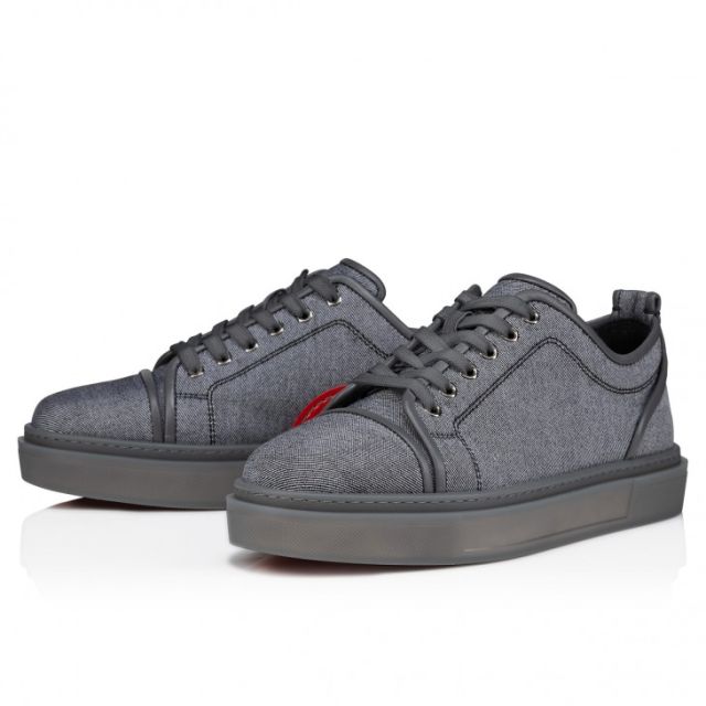Christian Louboutin Adolon Junior Sneakers Linen And Calf Leather Smoky