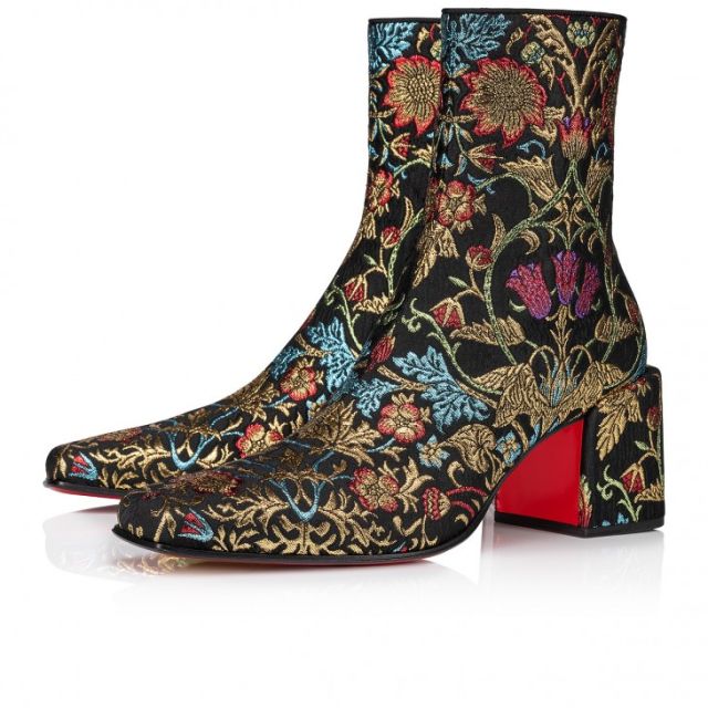 Christian Louboutin Alleo Boot 70mm Low Boots Jacquard Florea Print Multicolor