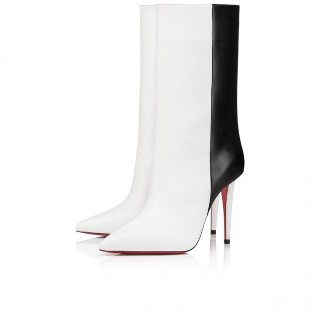 Christian Louboutin Astrilarge Booty 100 Mm Low Boots Calf Leather Bianco