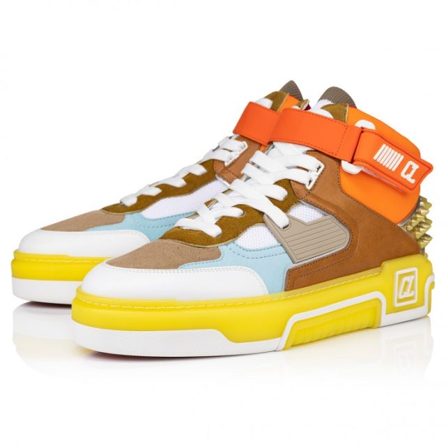 Christian Louboutin Astroloubi Mid High-Top Sneakers Multicolor Calf Leather Suede And Neoprene