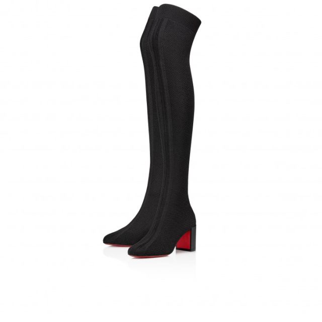 Christian Louboutin Beyonstage Botta 70mm Thightboots Mesh And Calf Leather Black