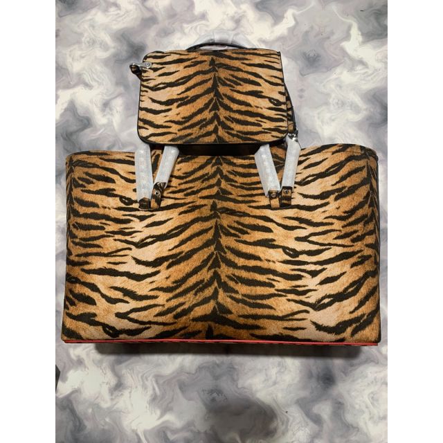 Christian Louboutin Cabata Leather Tote Bag Leopard Printed