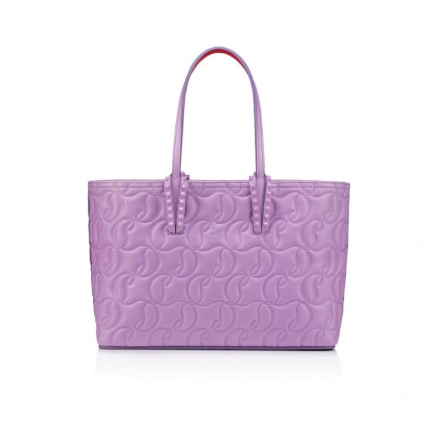 Christian Louboutin Cabata Tote Bag Monogrammed Cl Embossed Nappa Parme