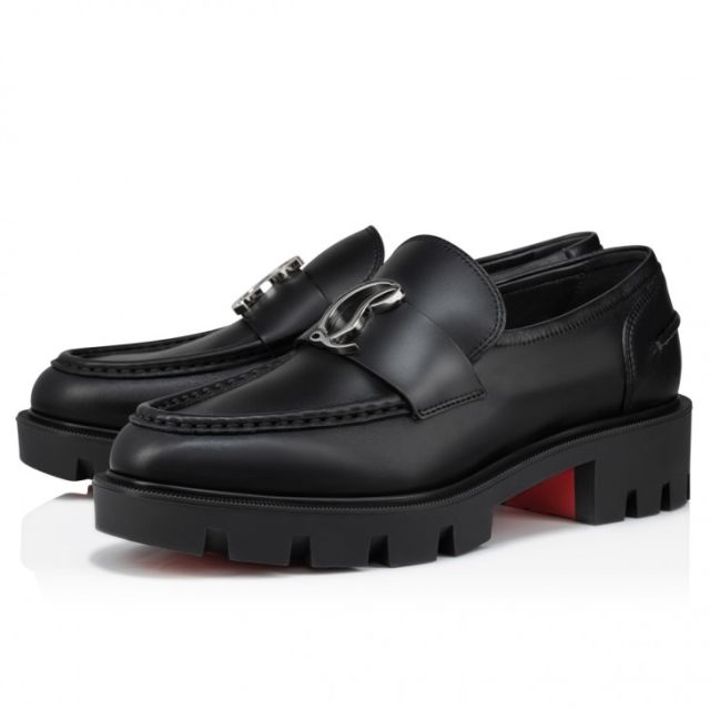 Christian Louboutin CL Moc Lug Loafers Calf Leather Black