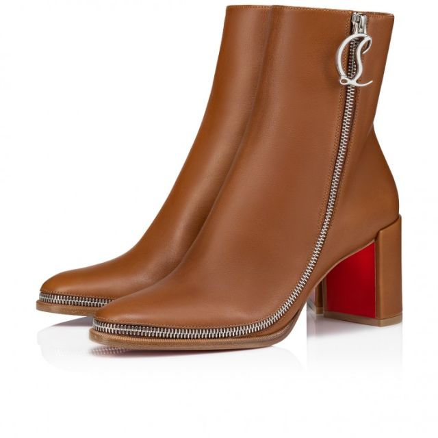 Christian Louboutin Cl Zip Booty 70 Mm Low Boots Calf Leather Cuoio