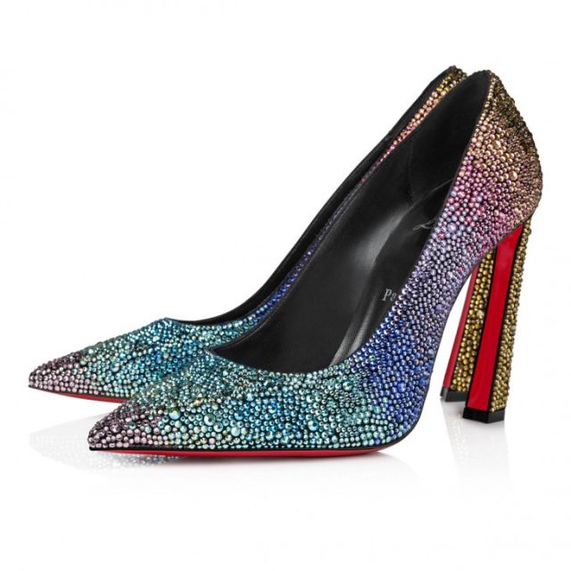 Christian Louboutin Condora Strass Rainbow 100 Mm Pumps Suede And Strass Rainbow Black