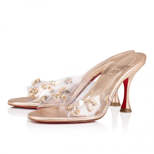 Christian Louboutin Degraqueen 85 Mm Mules Pvc And Iridescent Nappa Leather Light Peach