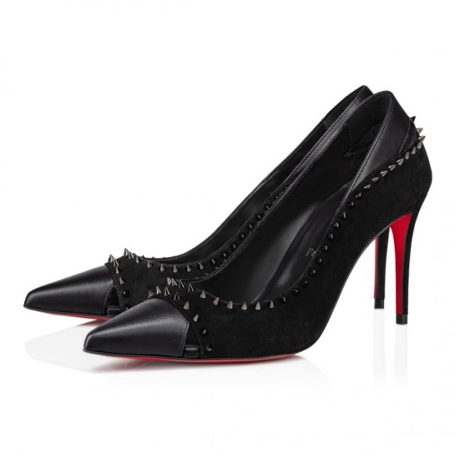 Christian Louboutin Duvette Spikes 85 Mm Pumps Veau Velours Nappa Leather And Spikes Black