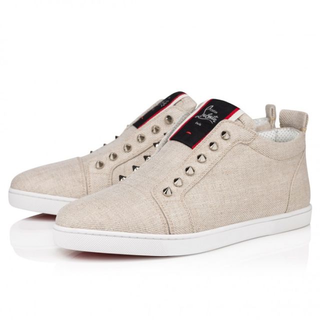 Christian Louboutin F.A.V Fique A Vontade Slip-On Sneakers Country Linen Albatre