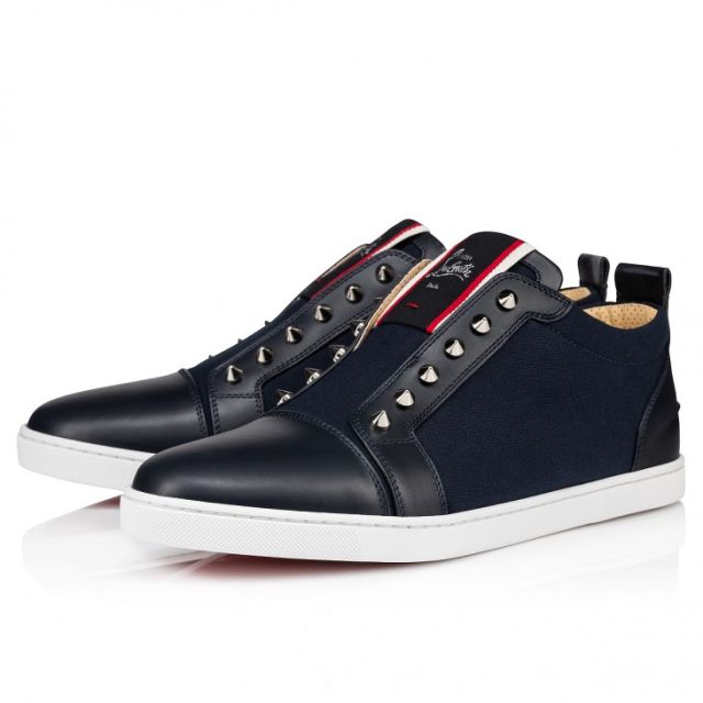 Christian Louboutin F.A.V Fique A Vontade Slip-On Sneakers Calf Leather And Olona Canva Black