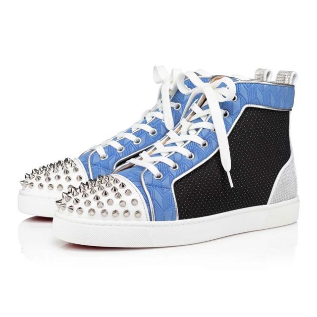 Christian Louboutin High-top Lou Spikes Orlato Version Multi Fabric Sneaker