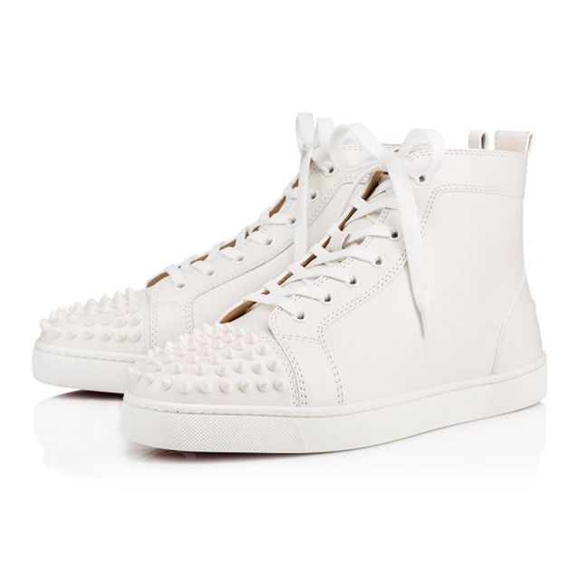 Christian Louboutin High-top Lou Spikes White/white Leather Sneaker