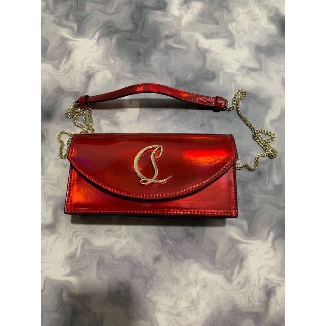 Christian Louboutin Loubi54 Patent Leather Clutch Bag Red