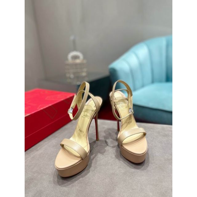 Christian Louboutin Loubi Queen Alta 150 Mm Sandals Nappa Leather Nude