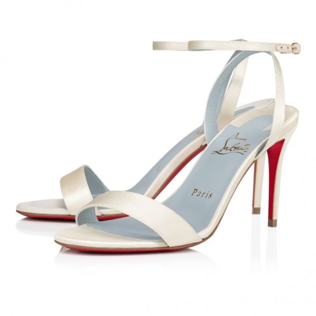 Christian Louboutin Loubigirl 85mm Strappy Sandals Crepe Satin Off White