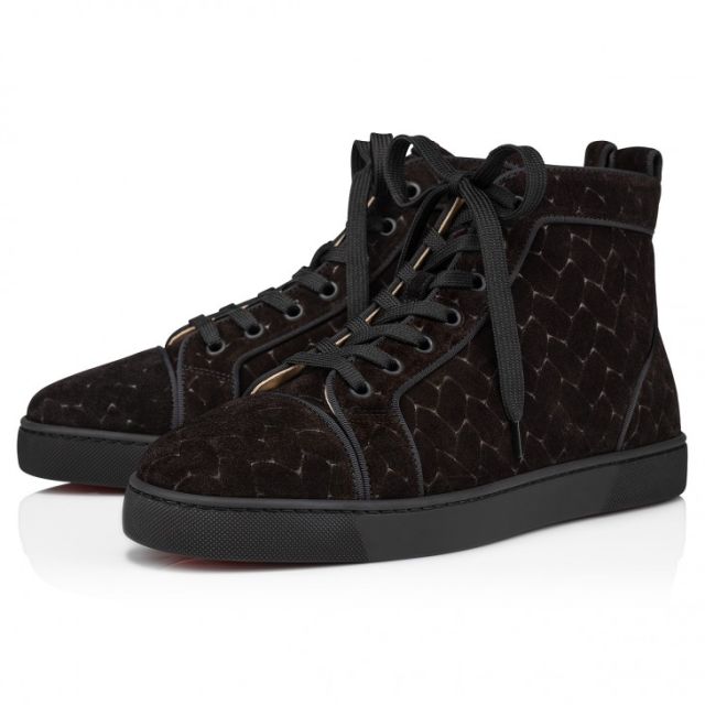 Christian Louboutin Louis High-Top Sneakers Braided Calf Leather Black