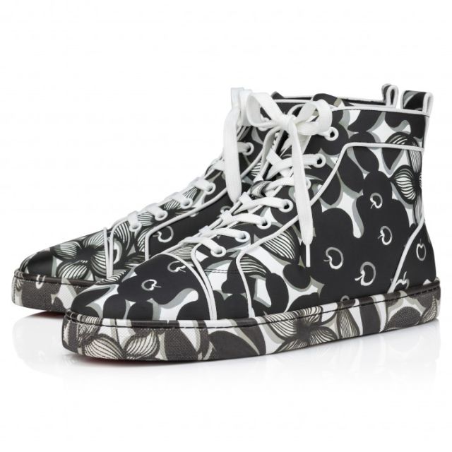 Christian Louboutin Louis Orlato High-Top Sneakers Petunia Calf Leather And Rubber Black