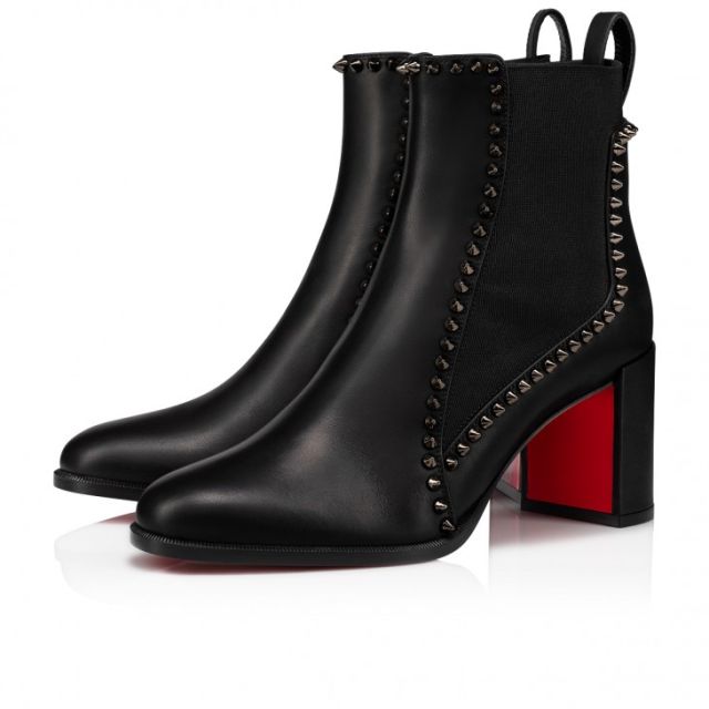 Christian Louboutin Out Line Spikes 70 Mm Low Boots Calf Leather Black