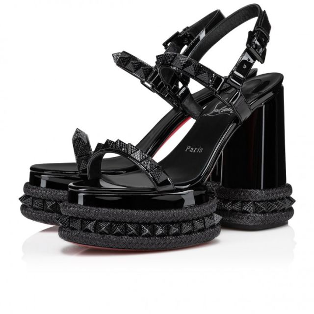 Christian Louboutin Superaclou 130 Mm Platform Sandals Patent Leather Black