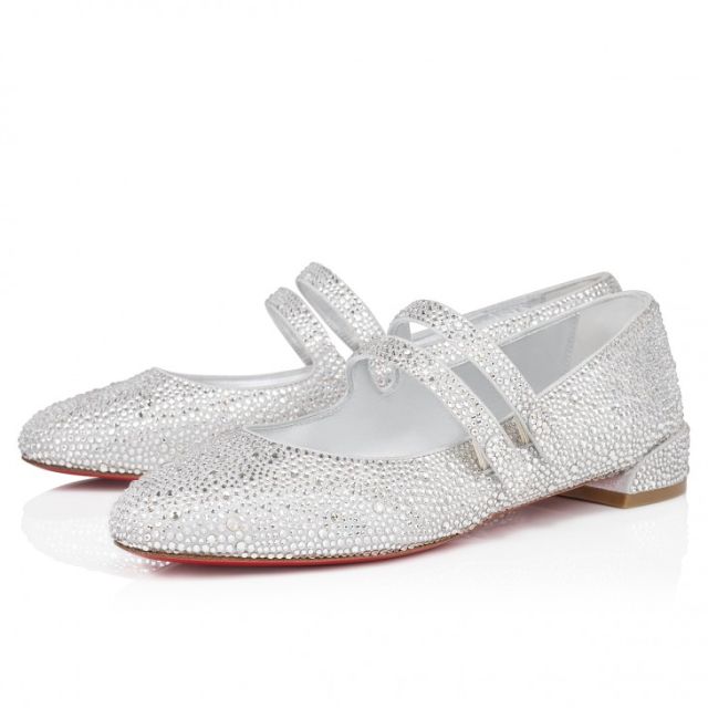 Christian Louboutin Sweet Jane Strass Ballerinas Metallic Suede And Strass Crystal