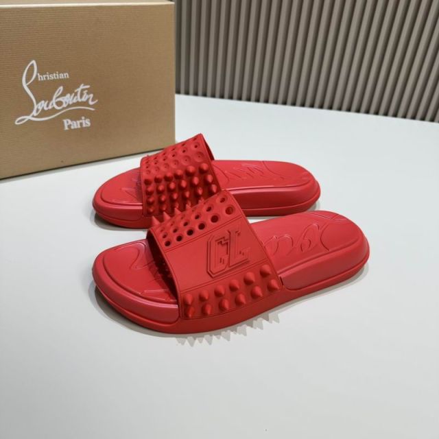 Christian Louboutin Take It Easy Mules Rubber Red