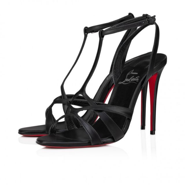 Christian Louboutin Tangueva 100 Mm Strappy Sandals Leather Black