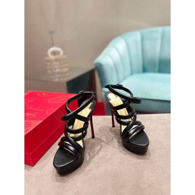 Christian Louboutin Women Ankle Strap Sandals 150mm Nappa Leather Black