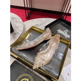 Christian Louboutin Degraqueen Flats Pvc And Iridescent Nappa Leather Light Peach