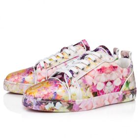 Christian Louboutin Louis Junior Sneakers Crepe Satin Blooming Print Multicolor