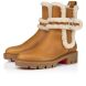 Christian Louboutin Cl Chelsea Booty Lug Low Boots Calf Leather Shearling Terra