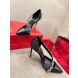 Christian Louboutin Deomina Chain Spike Pointed Toe Pumps 100mm Black Cross Straps