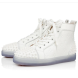 Christian Louboutin Lou Spikes 2 Sneaker High-Top Embossed Calfskin White 