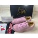 Christian Louboutin Louis Junior Spikes Cap-Toe Suede Sneakers Low-Top Pink