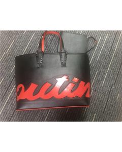 Christian Louboutin Black/Red/Black Print Calf Tote Bag