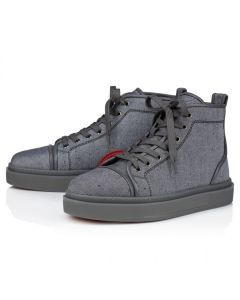 Christian Louboutin Adolon High-Top Sneakers Linen And Calf Leather Smoky
