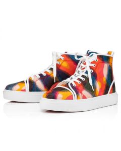 Christian Louboutin Adolon High-Top Sneakers Nylon Cl Varsity Illusion And Nappa Leather Multicolor