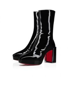 Christian Louboutin Alleo 90 Mm Low Boots Soft Patent Calf Leather Black