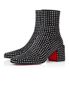 Christian Louboutin Alleo Boot Strass Boum 70mm Veau Velours And Strass Boom Black