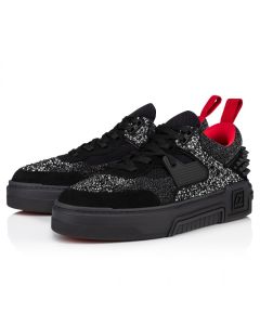 Christian Louboutin Astroloubi Strass Sneakers Veau Velours Suede Leather Comete Black
