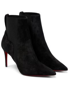 Christian Louboutin Chelsea Chick Suede Ankle Boots Black