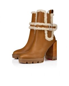 Christian Louboutin Cl Chelsea Lug 100 Mm Low Boots Calf Leather Terra