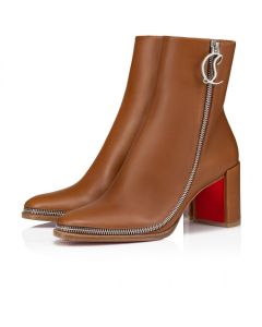 Christian Louboutin Cl Zip Booty 70 Mm Low Boots Calf Leather Cuoio