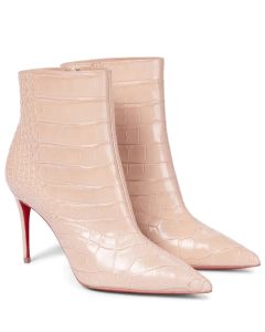 Christian Louboutin Croc-Effect Leather Ankle Boots Pink