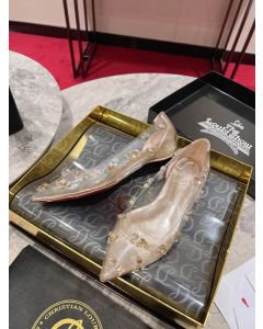 Christian Louboutin Degraqueen Flats Pvc And Iridescent Nappa Leather Light Peach