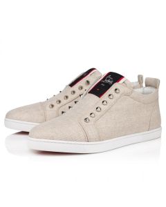 Christian Louboutin F.A.V Fique A Vontade Slip-On Sneakers Country Linen Albatre