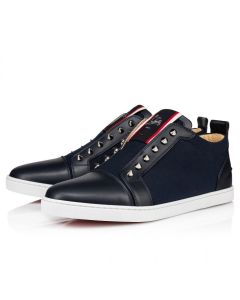 Christian Louboutin F.A.V Fique A Vontade Slip-On Sneakers Calf Leather And Olona Canva Black