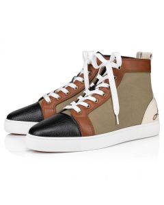 Christian Louboutin Fun Louis High-Top Sneakers Calf Leather And Olona Canva Multicolor