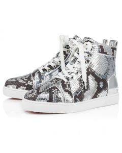 Christian Louboutin Fun Louis High-Top Sneakers Embossed Calf Leather Amazonia Multicolor
