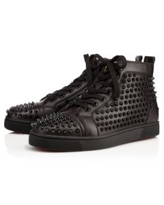 Christian Louboutin High-top Louis  Black/black/bk Calf Sneaker
