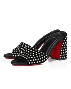 Christian Louboutin Jane Mule Strass Boum 85mm Mules Veau Velours And Strass Boom Black